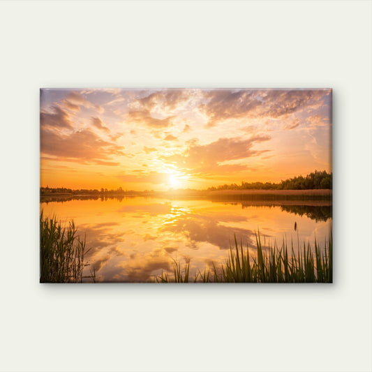 Lake Sunset Reflection Nature Wall Art Decor 100% Australian Made - Bella Home Decor