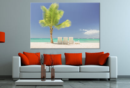 Coconut Tree and Chairs in Beach Print 100% Australian Made