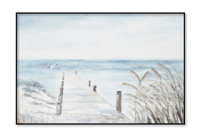 A Seaside Pier, Scenery, Painting Wall Art Limited Edition High Quality Print