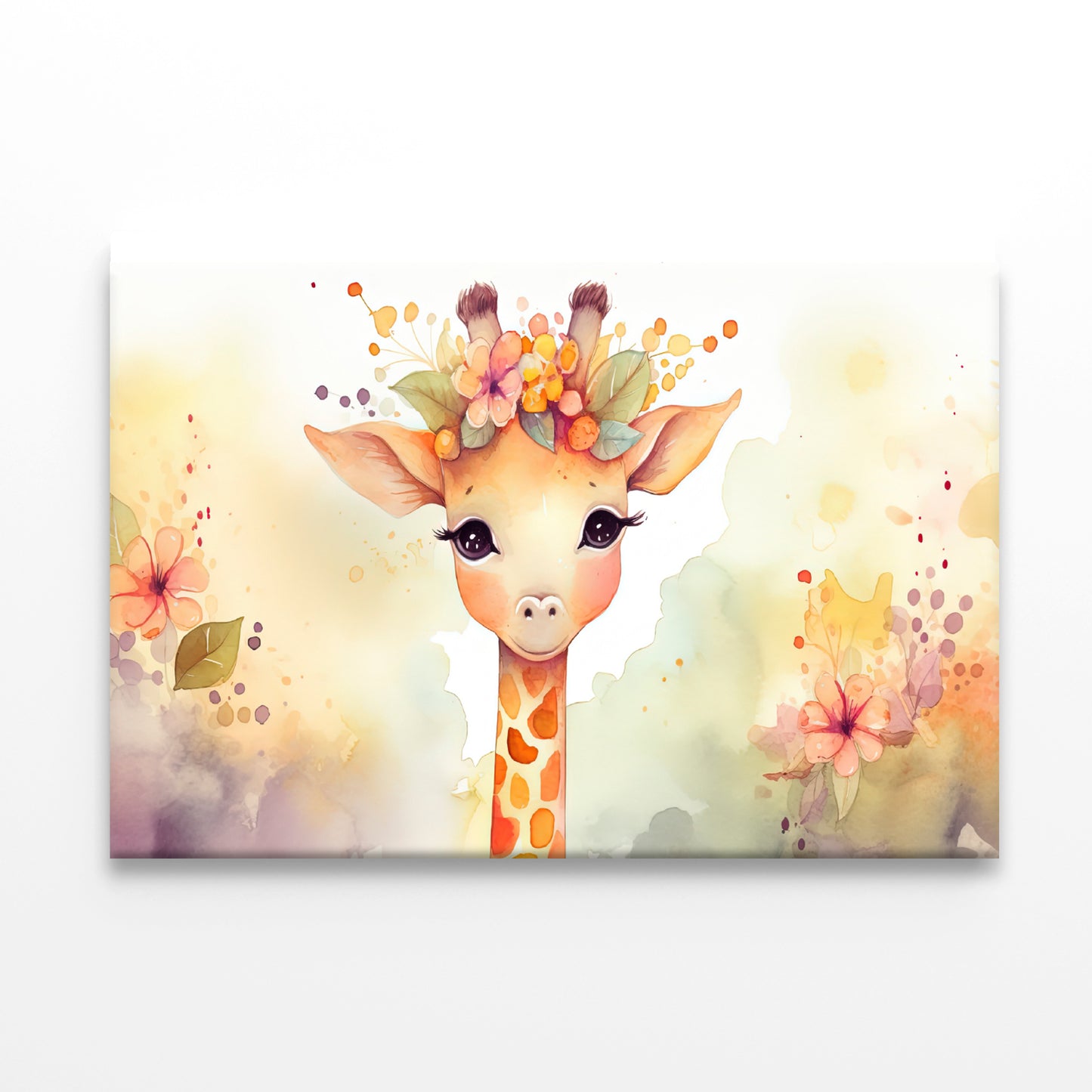 Baby Giraffe in Flower Blossom Garden Print 100% Australian Made - Bella Home Decor