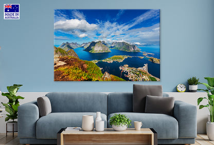 Lofoten Island Shining Cloudy Sky Norway  Wall Art Decor 100% Australian Made