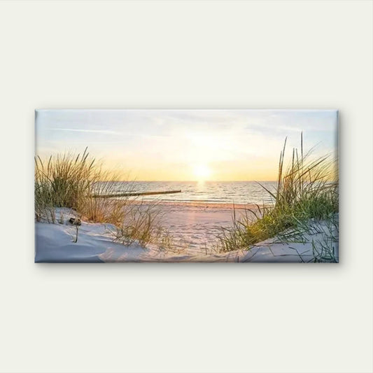 Coastal Beach Sunset Wall Art wall canvas office home room framed 120x60cm - Bella Home Decor