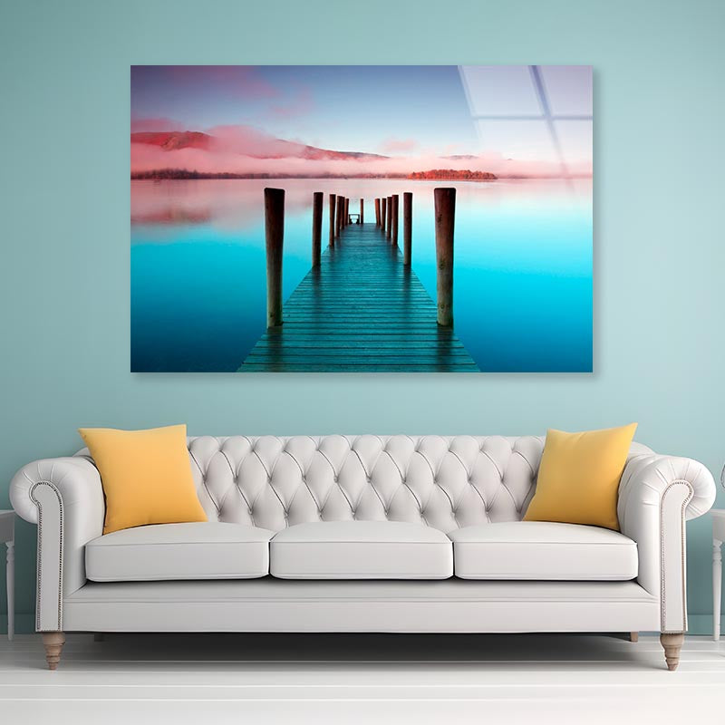 The Pier Is a Landing Stage on The Banks of Derwentwater Acrylic Glass Print Tempered Glass Wall Art 100% Made in Australia Ready to Hang - Bella Home Decor