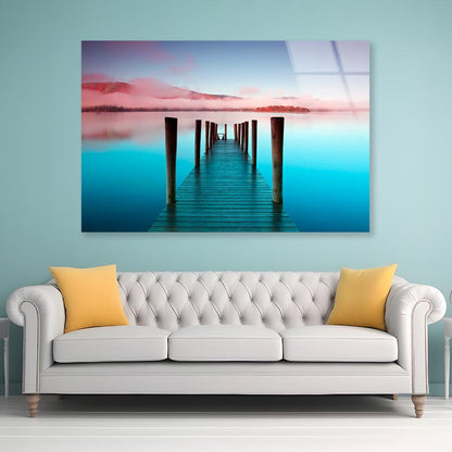 The Pier Is a Landing Stage on The Banks of Derwentwater Acrylic Glass Print Tempered Glass Wall Art 100% Made in Australia Ready to Hang - Bella Home Decor