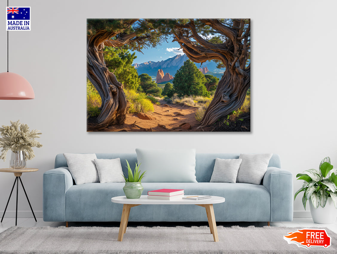 Trees with Mountains Print 100% Australian Made - Bella Home Decor