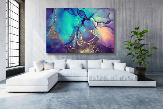 Blue Abstract Wall Art UV Direct Aluminum Print Australian Made Quality