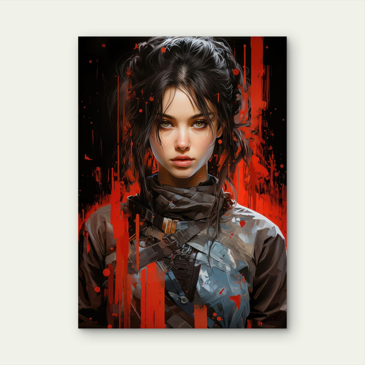 Sci-Fi Girl Rebel Face 60x90cm Metal Print Ready to Hang