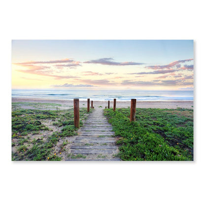 Pretty Sunrise and Narrow Path Leading Down to A Glorious Beach Acrylic Glass Print Tempered Glass Wall Art 100% Made in Australia Ready to Hang - Bella Home Decor