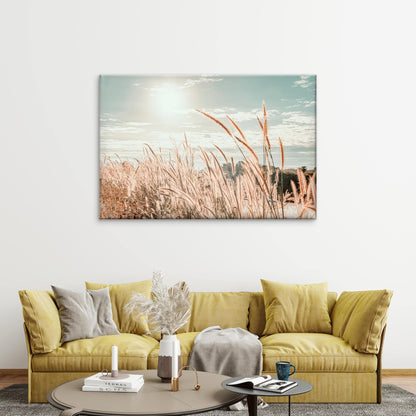 Soft Aesthetic Boho Pampas Grass with Golden Sunset Wall Art Decor 100% Australian Made