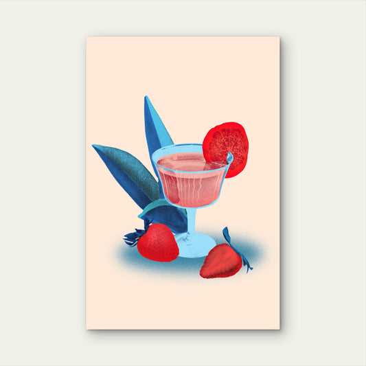 Strawberry Cocktail Drink 60x90cm Metal Print Ready to Hang