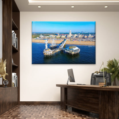 Scheveningen Pier and Beach Netherlands Wall Art Decor 100% Australian Made - Bella Home Decor