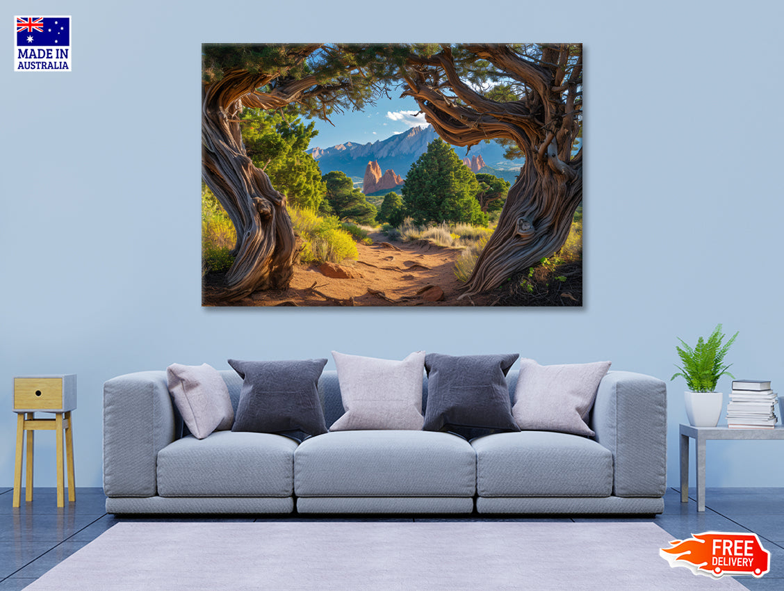 Trees with Mountains Print 100% Australian Made - Bella Home Decor