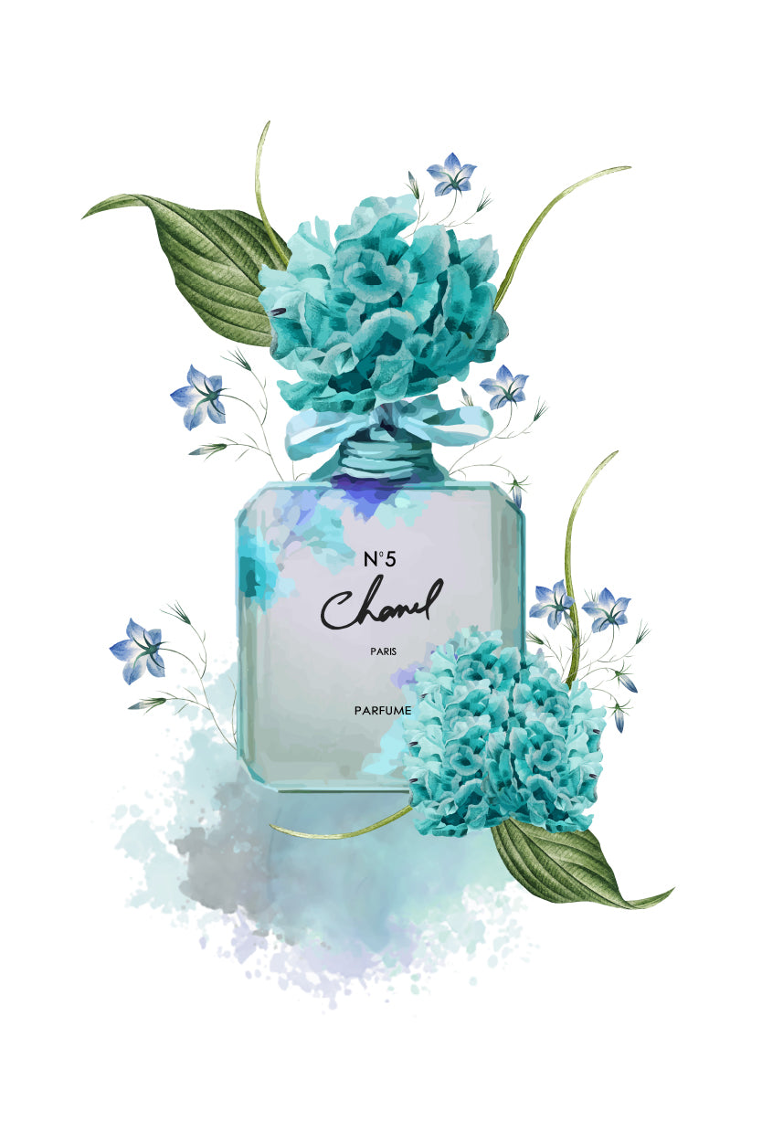 Ocean Blue Perfume with Flowers Print 100% Australian Made