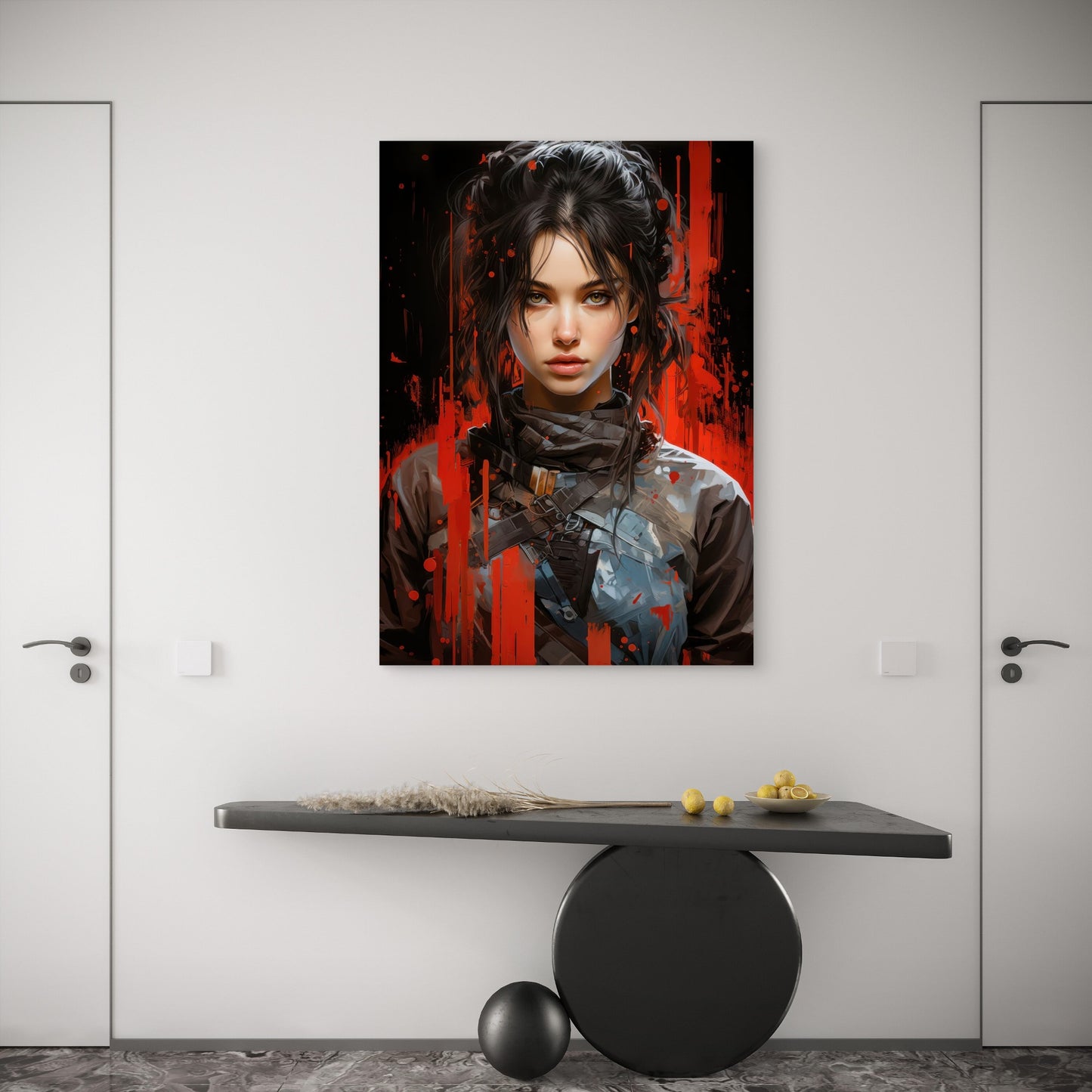Sci-Fi Girl Rebel Face 40x60cm Metal Print Ready to Hang