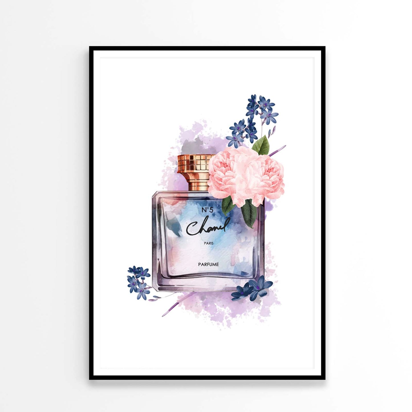 Purple Blue Perfume with Flowers Design Home Decor Premium Quality Poster Print Choose Your Sizes