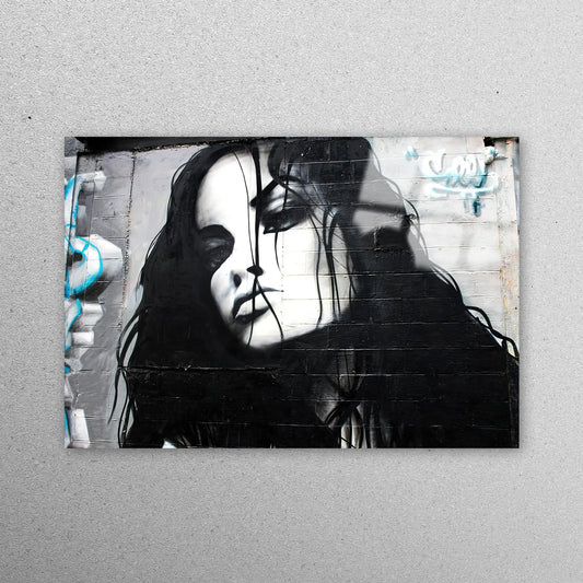 Girl Street Painting Acrylic Glass Print Tempered Glass Wall Art 100% Made in Australia Ready to Hang