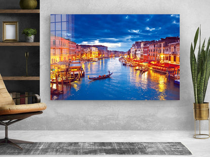 Canal in Italy Night UV Direct Aluminum Print Australian Made Quality