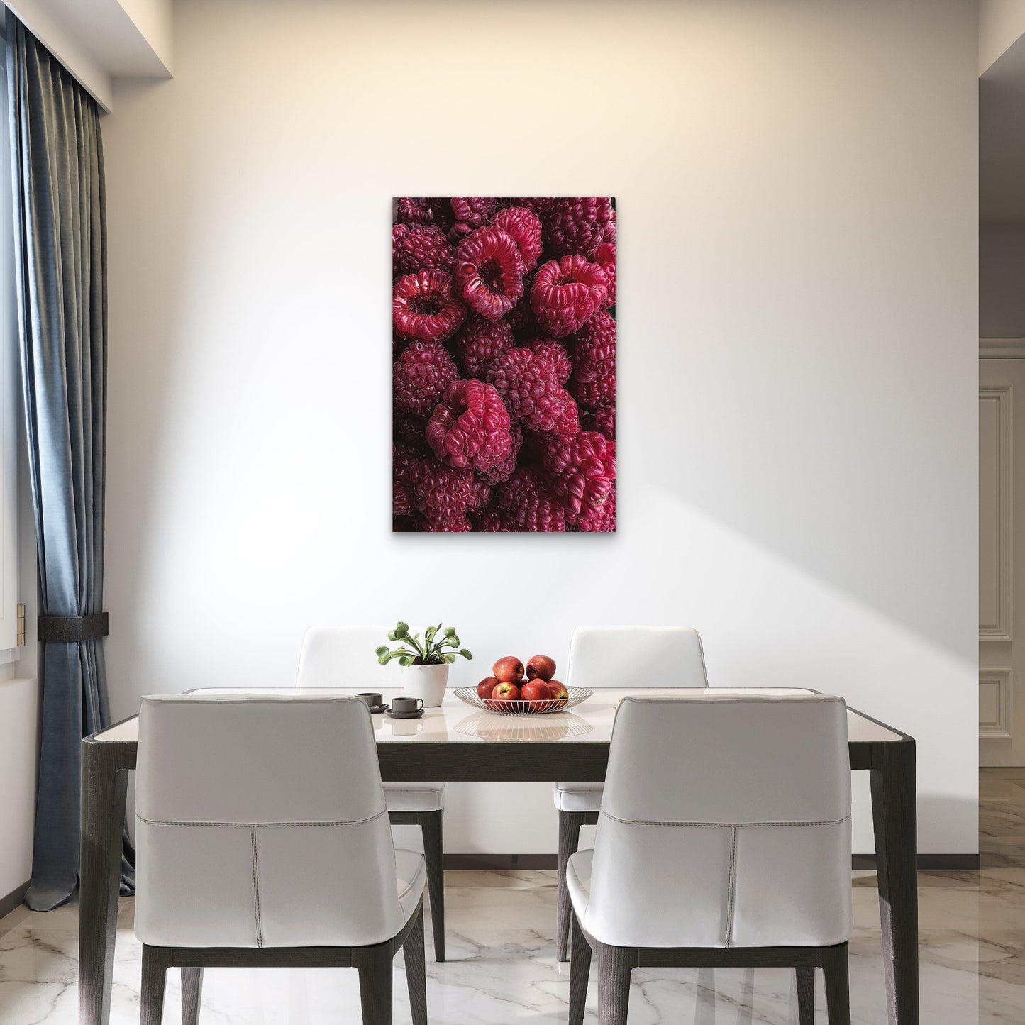 Close-Up of Fresh Raspberries 60x90cm Metal Print Ready to Hang