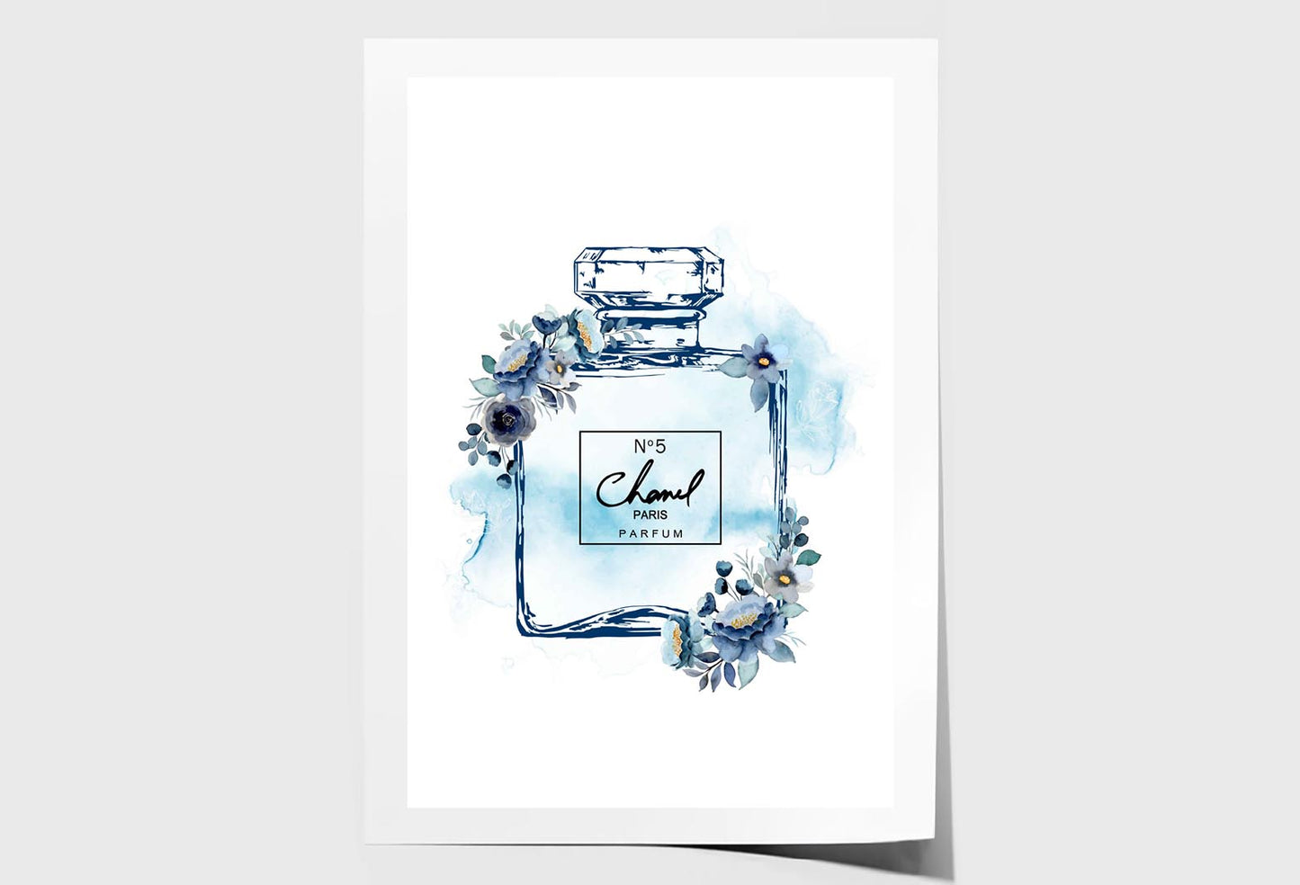 Blue Colored Perfume Wall Art Limited Edition High Quality Print Unframed Roll Canvas None