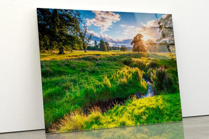 River Aln under Golden Light Acrylic Glass Print Tempered Glass Wall Art 100% Made in Australia Ready to Hang