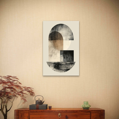 Neutral Stone Geometric Shapes 40x60cm Metal Print Ready to Hang - Bella Home Decor