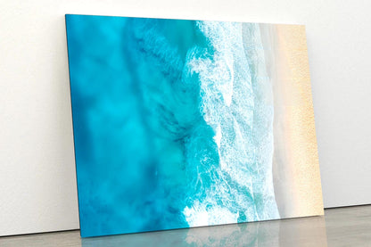 Beach And Waves from Top View  Acrylic Glass Print Tempered Glass Wall Art 100% Made in Australia Ready to Hang