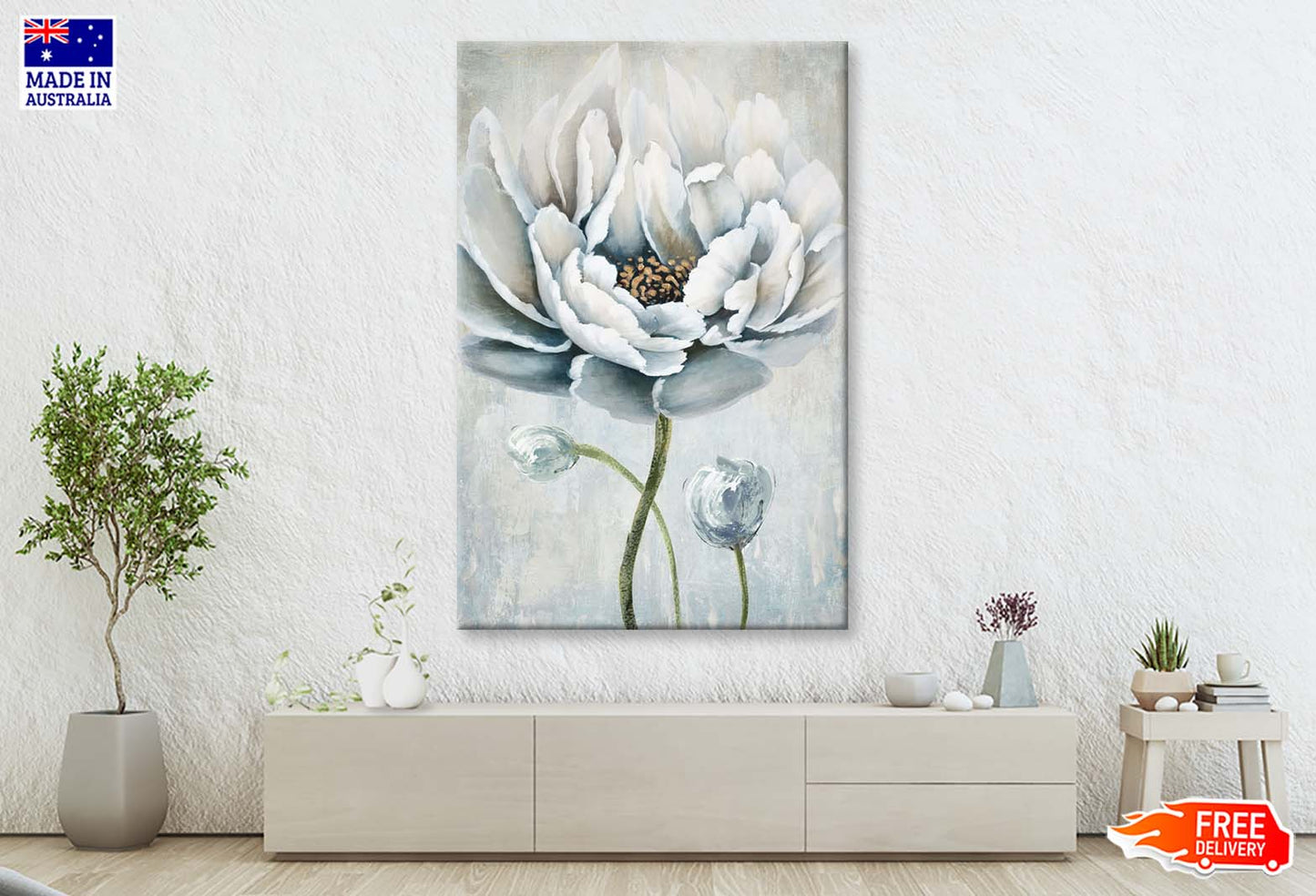 White Flower Oil Painting Wall Art Limited Edition High Quality Print