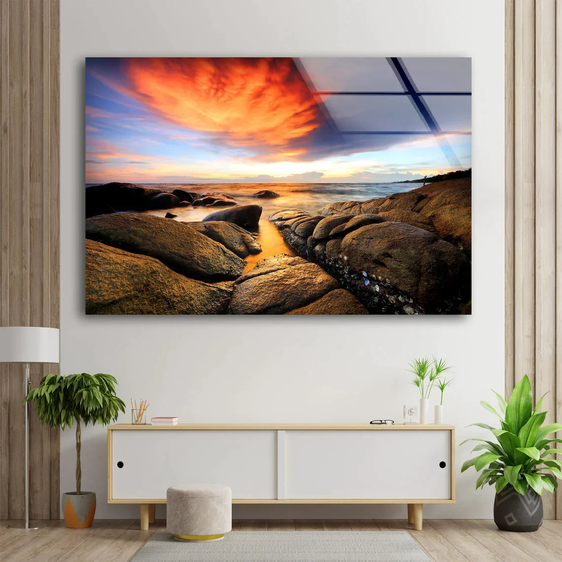 Rocks & Sea Sunset UV Direct Aluminum Print Australian Made Quality