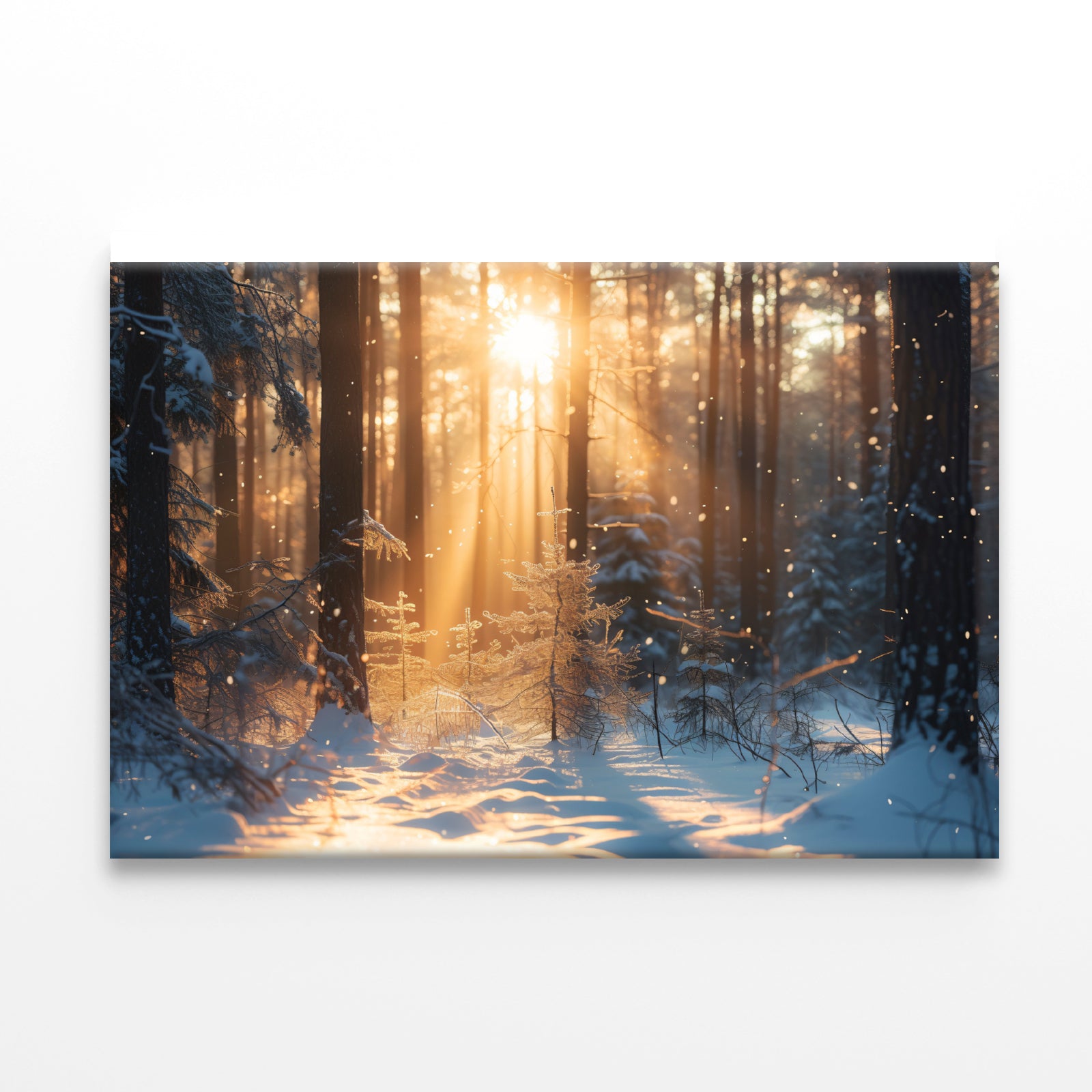 Snowy Forest with Trees through Sunlight Print 100% Australian Made - Bella Home Decor