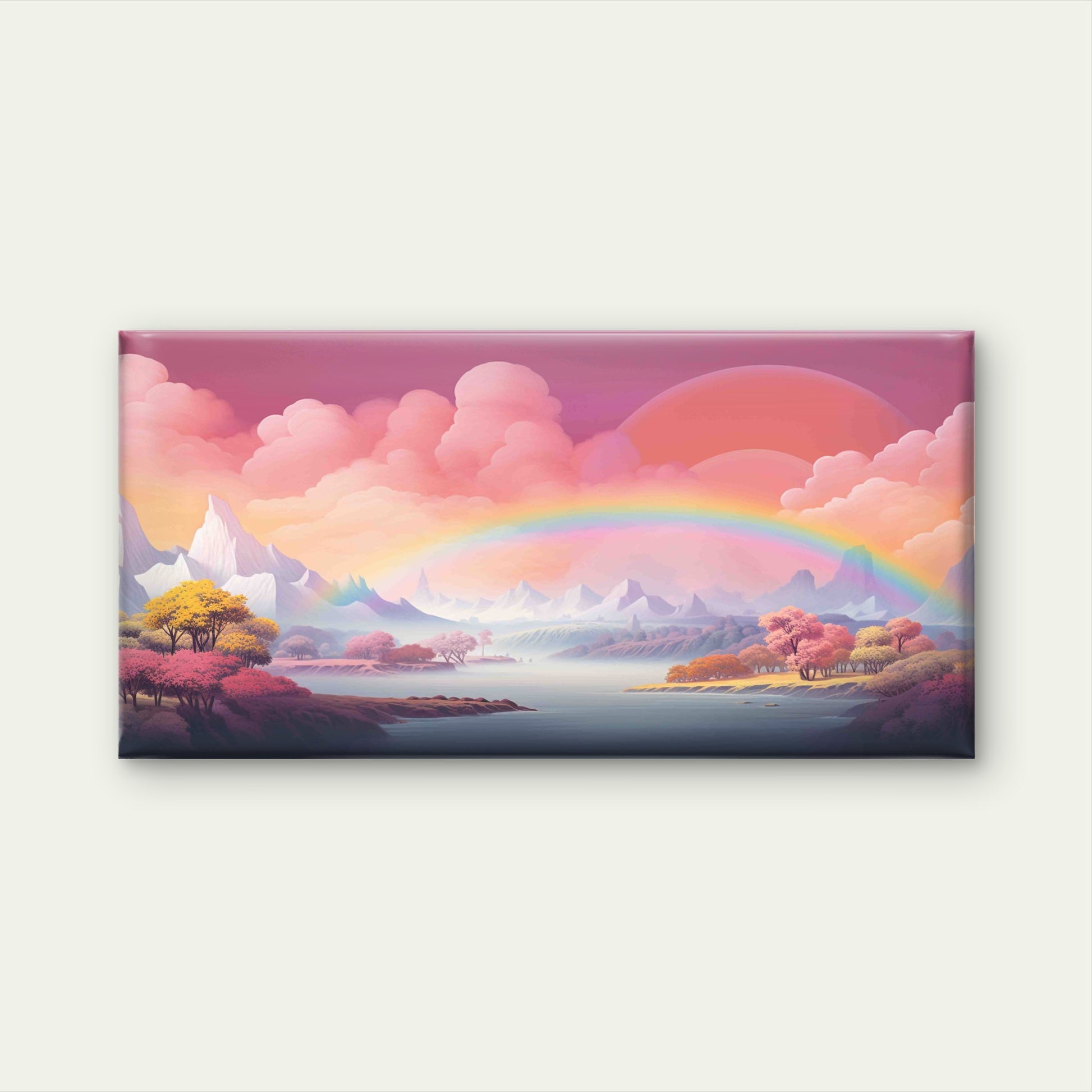 Rainbow Valley Pastel Skies Wall Art Canvas Office Home Room Framed 120x60 cm - Bella Home Decor