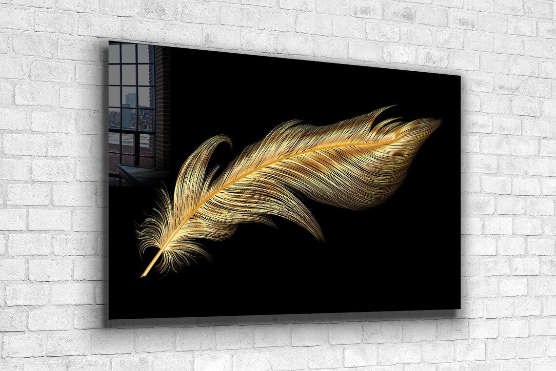 Dark Golden Feather UV Direct Aluminum Print Australian Made Quality