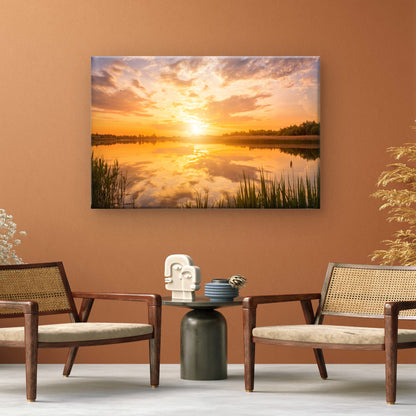 Lake Sunset Reflection Nature Wall Art Decor 100% Australian Made - Bella Home Decor