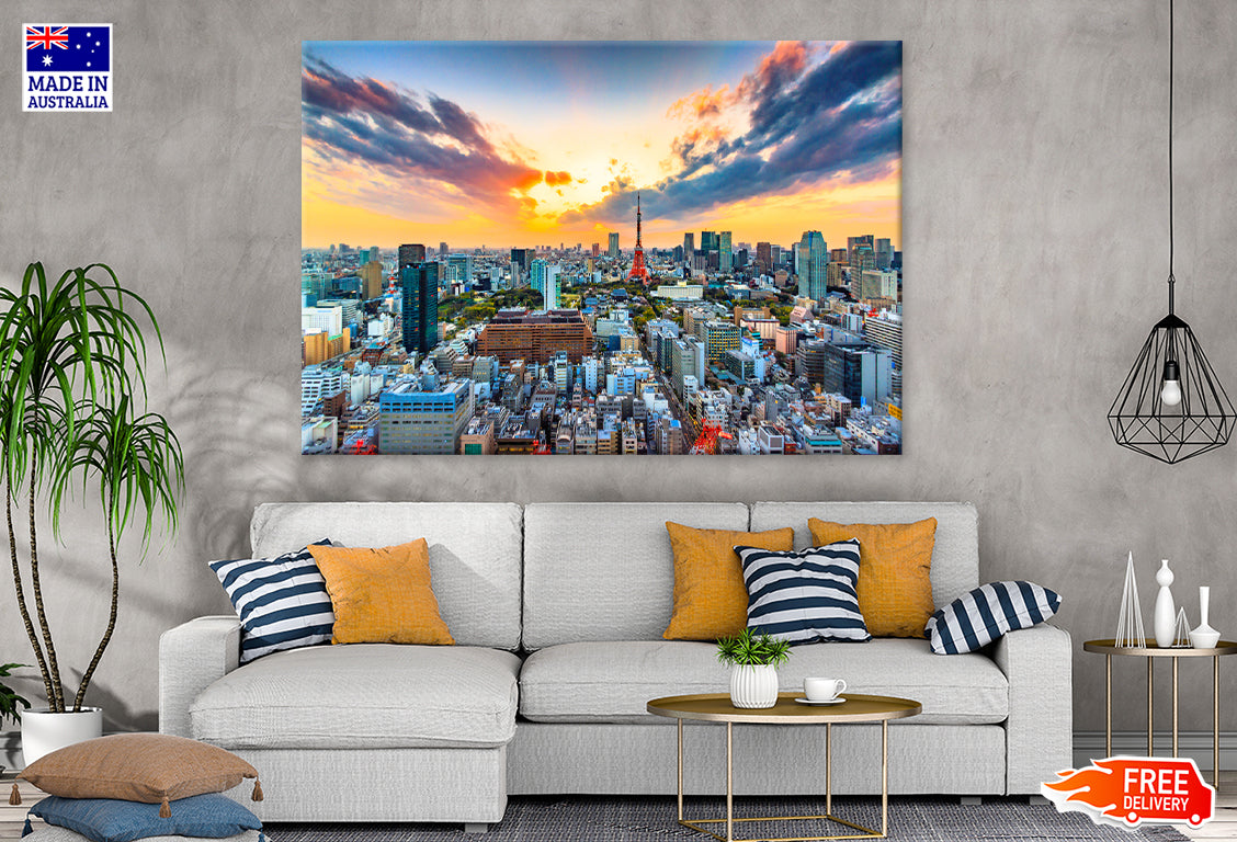 Sunset view at Tokyo city Japan Print 100% Australian Made