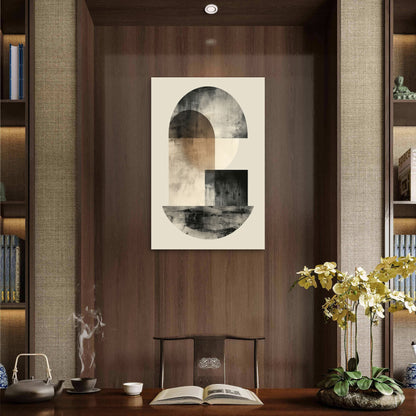 Neutral Stone Geometric Shapes 40x60cm Metal Print Ready to Hang - Bella Home Decor