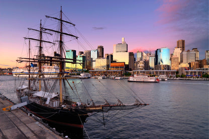 Darling Harbour Sydney Sunset Wall Art Decor 100% Australian Made