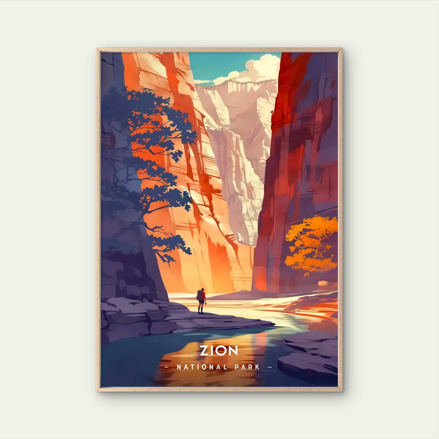 Zion National Park Minimalist Utah Red & Orange Canyon Travel Poster Print Wall Art