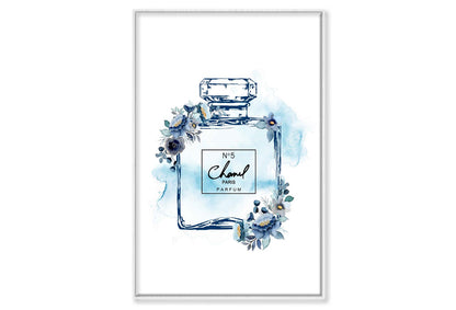 Blue Colored Perfume Wall Art Limited Edition High Quality Print Canvas Box Framed White