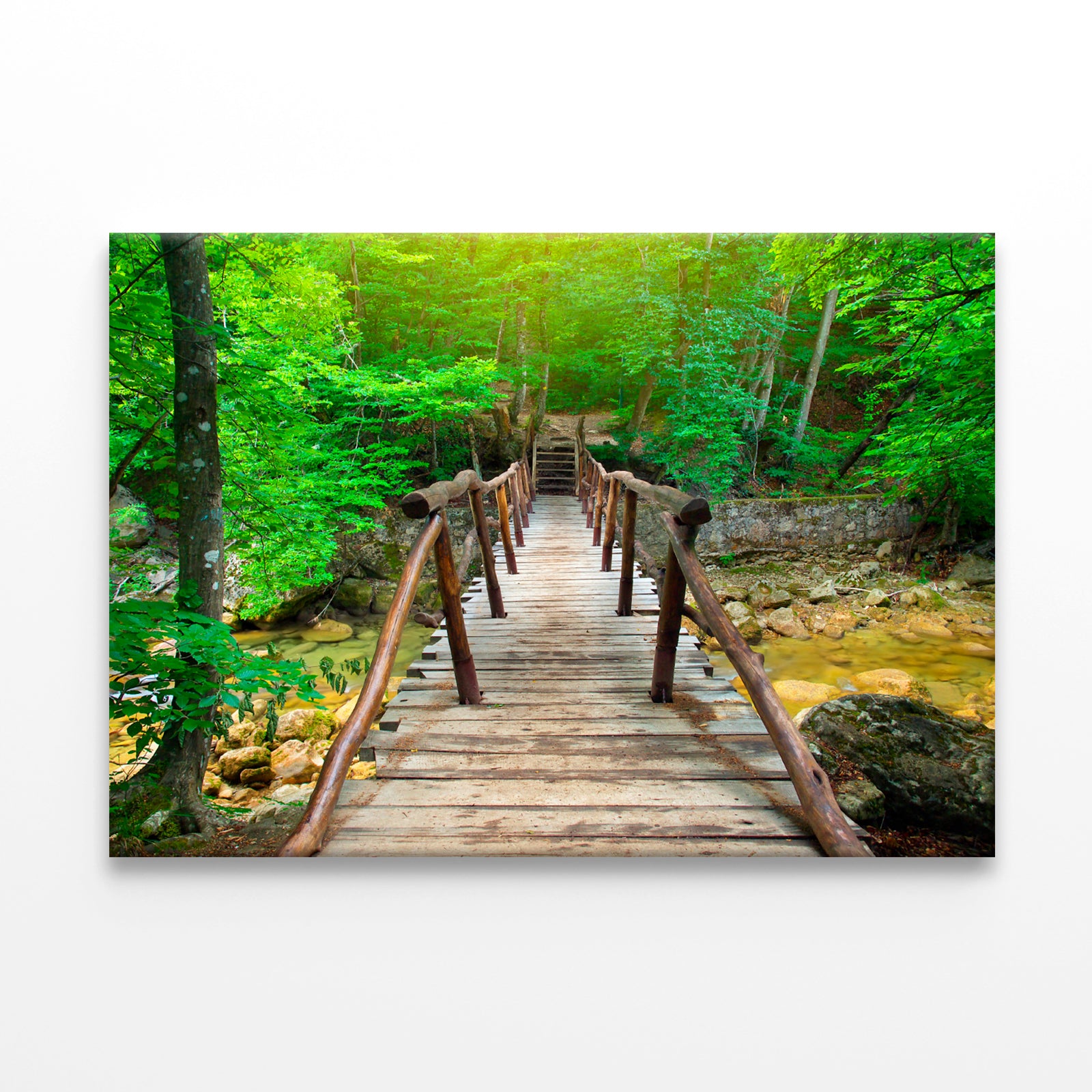 Bridge in Bright Forest, Natural  Wall Art Decor 100% Australian Made - Bella Home Decor