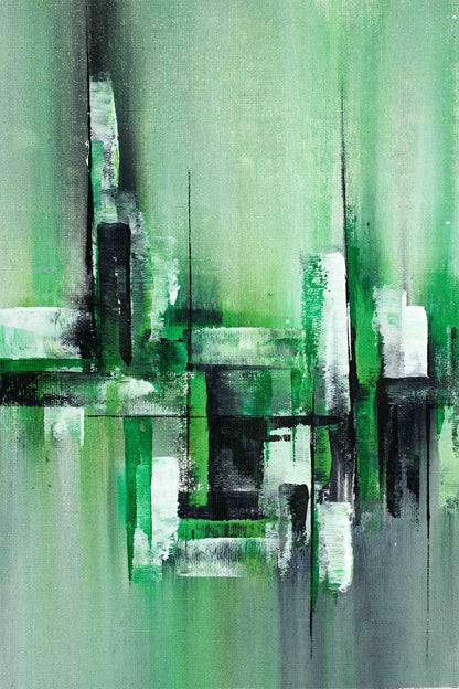 Modern Emerald Green Abstract 40x60cm Metal Print Ready to Hang - Bella Home Decor