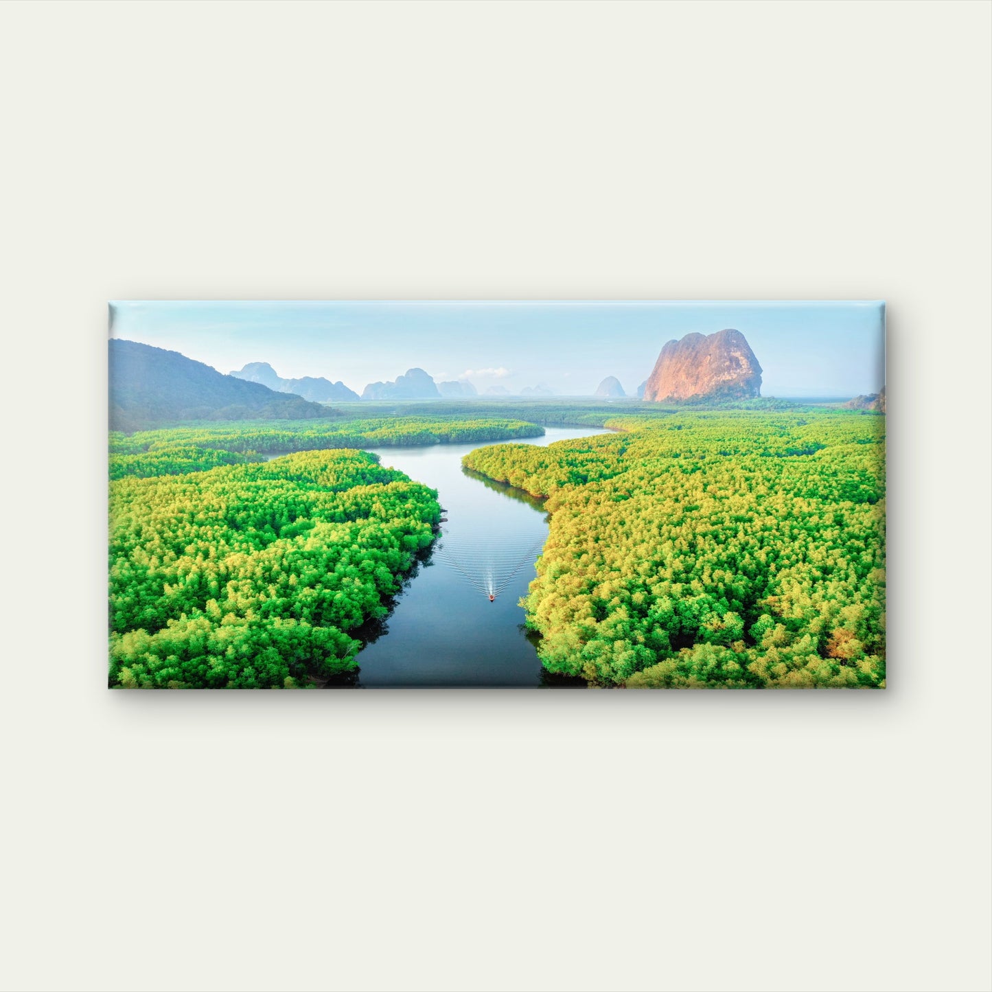 Phang Nga Bay With Mountains Sunrise Thailand Wall Art Canvas Office Home Room Framed 120x60cm