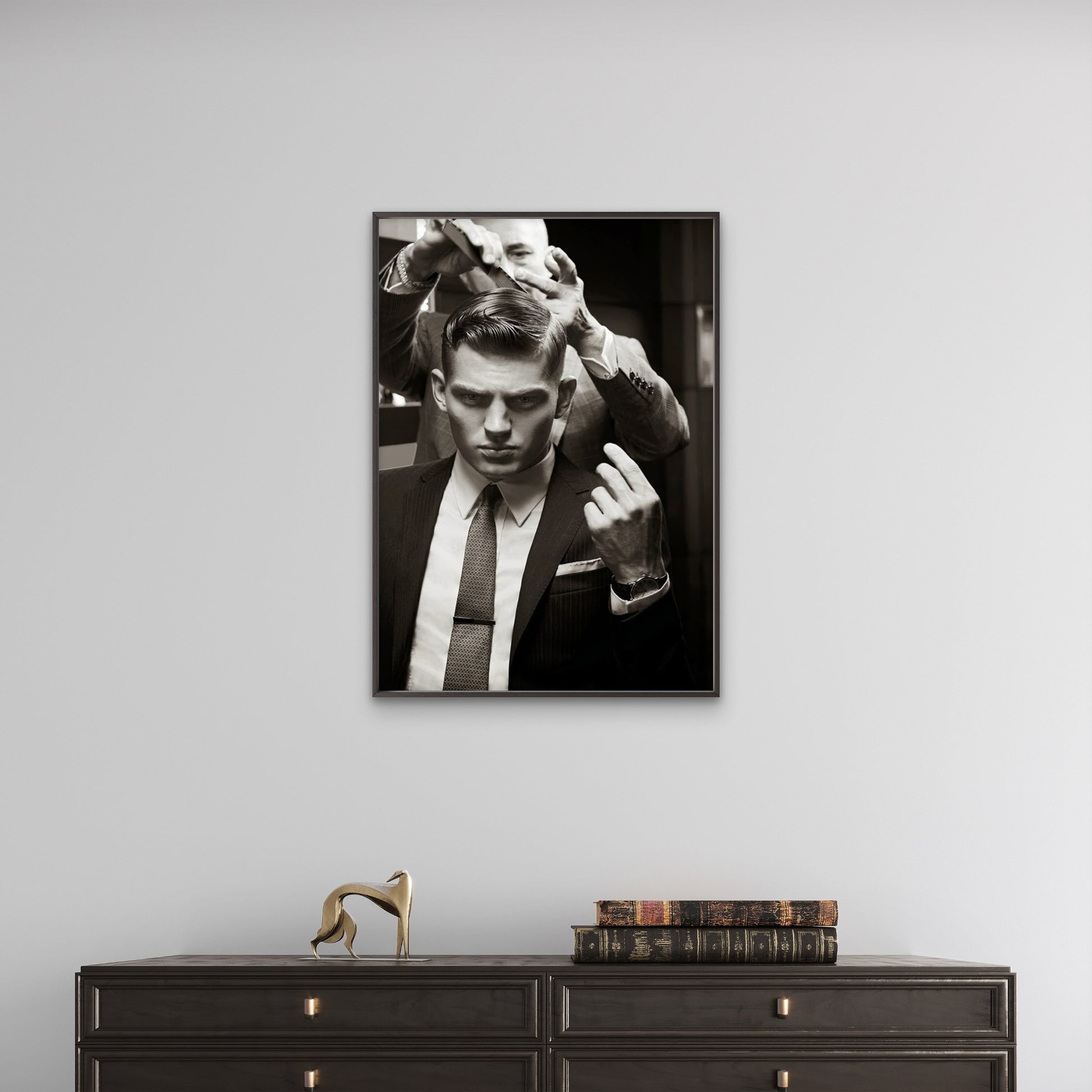 Black and White Barber Gents Hairstyle Cutting Fashion Home Decor Premium Quality Poster Print Choose Your Sizes - Bella Home Decor