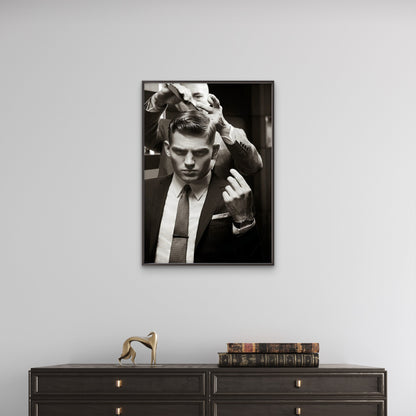 Black and White Barber Gents Hairstyle Cutting Fashion Home Decor Premium Quality Poster Print Choose Your Sizes - Bella Home Decor