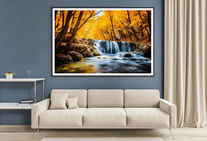 Beautiful Autumn Landscape with Yellow Trees and Water Home Decor Premium Quality Poster Print Choose Your Sizes