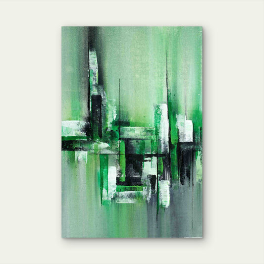 Modern Emerald Green Abstract 60x90cm Metal Print Ready to Hang