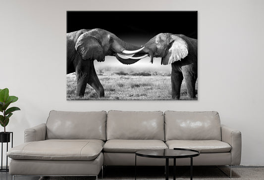 Elephants Touching Trunks Kenya Wall Art Decor 100% Australian Made - Bella Home Decor