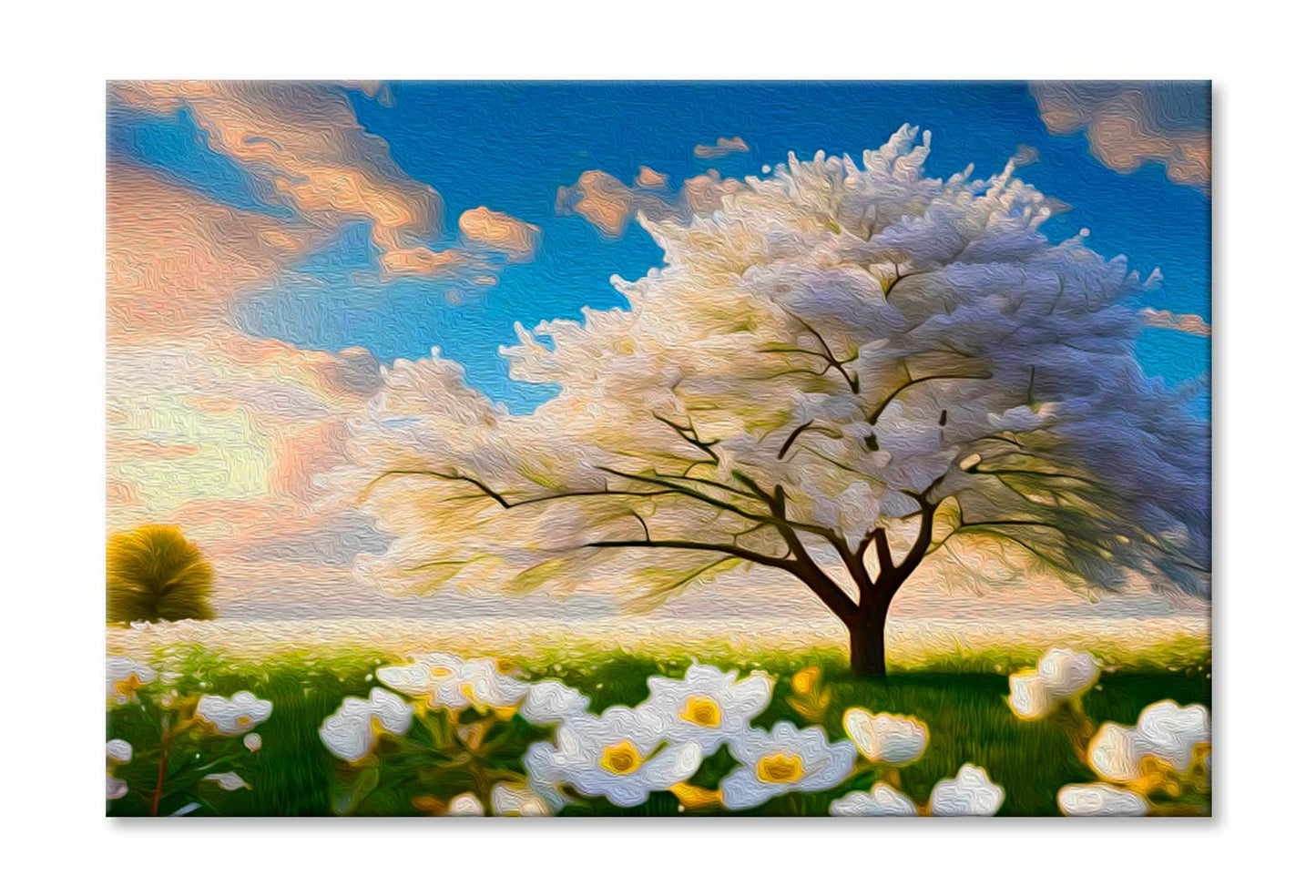 Abstract White Tree & Flower Wall Art Limited Edition High Quality Print