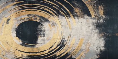 Gold Zen Circle Texture Wall Art Canvas Office Home Room Framed 120x60cm - Bella Home Decor