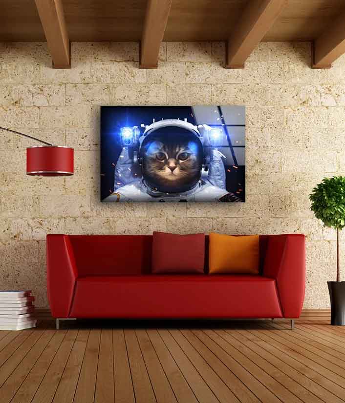 Cat in Astronaut Kit UV Direct Aluminum Print Australian Made Quality