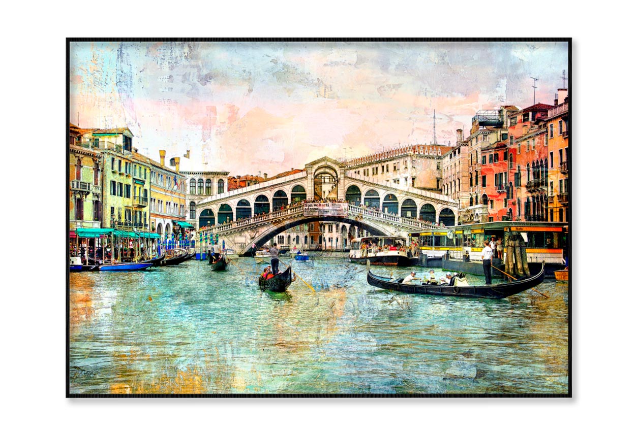 Rialto Bridge - Venetian Picture - Artwork in Painting Style Home Decor Premium Quality Poster Print Choose Your Sizes