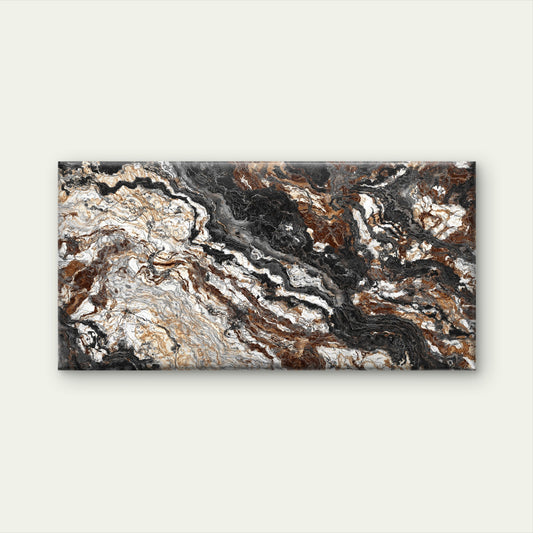 Black & Gold Liquid Granite Texture Wall Art Canvas Office Home Room Framed 120x60cm